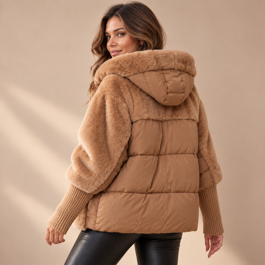 Apolline | Cosy Womens Puffer Jacket Hooded with Diamond Quilted Finish