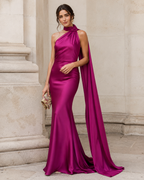 Marceline – Purple Draped One-Shoulder Maxi Dress