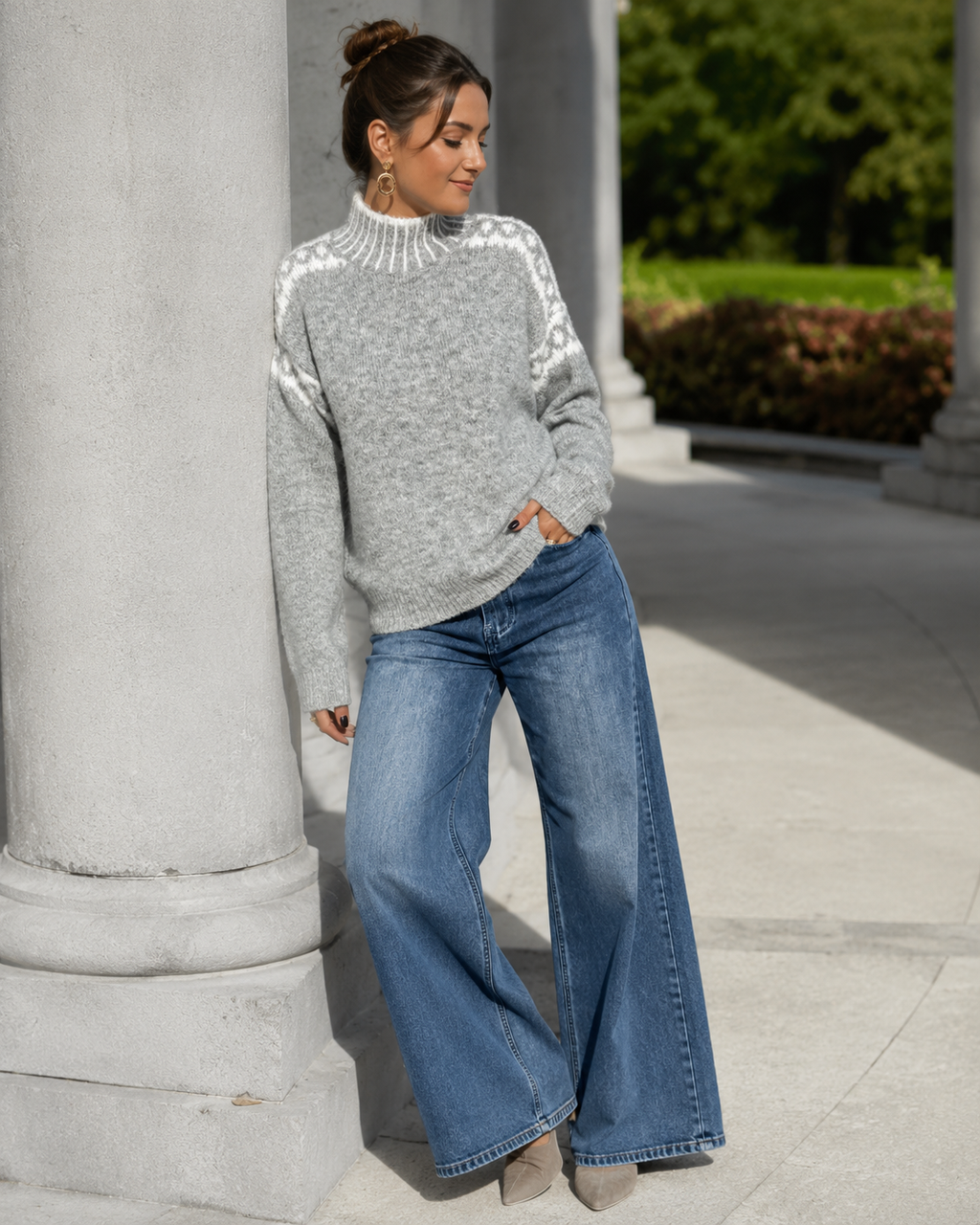 Fenella | Cosy High-Neck Patterned Jumper for Women