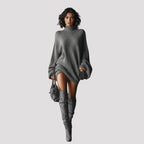 Wren – Women's Brown Oversized Turtleneck Jumper Dress