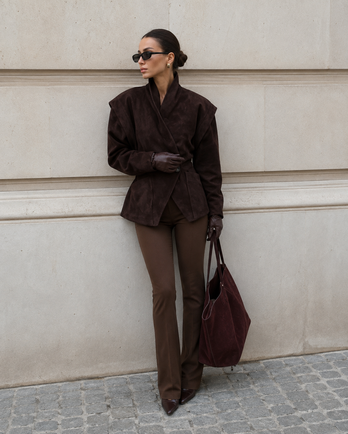 Océane – Structured Faux Suede Blazer with Lapel Collar