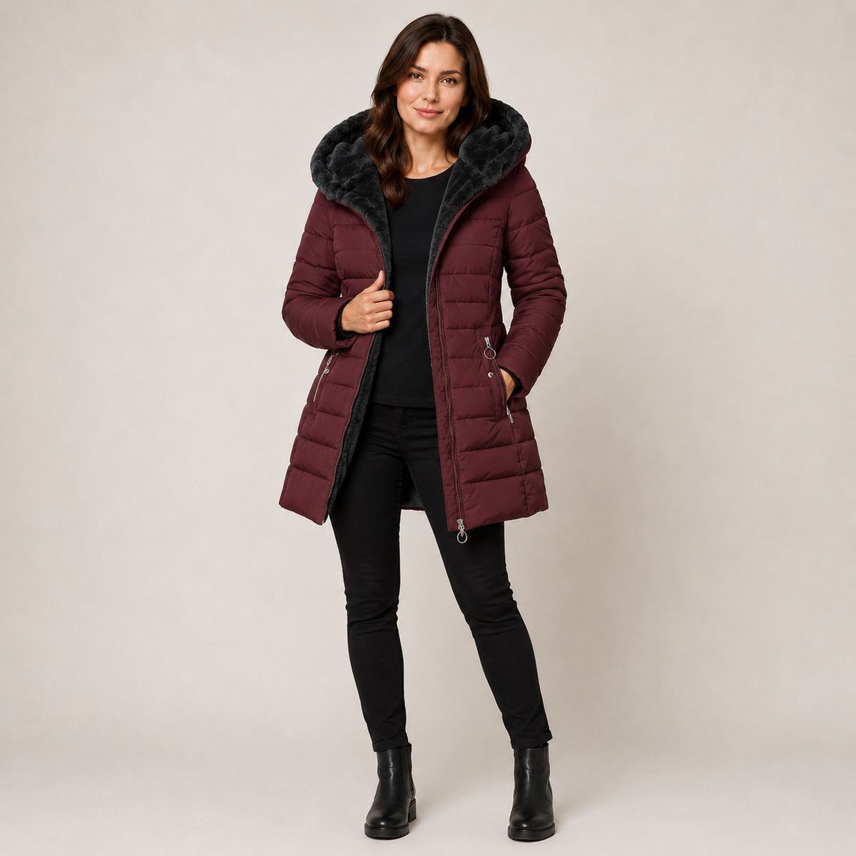 Anneliese | Warm Waterproof Jacket for Women with Hood & Longline Winter Fit