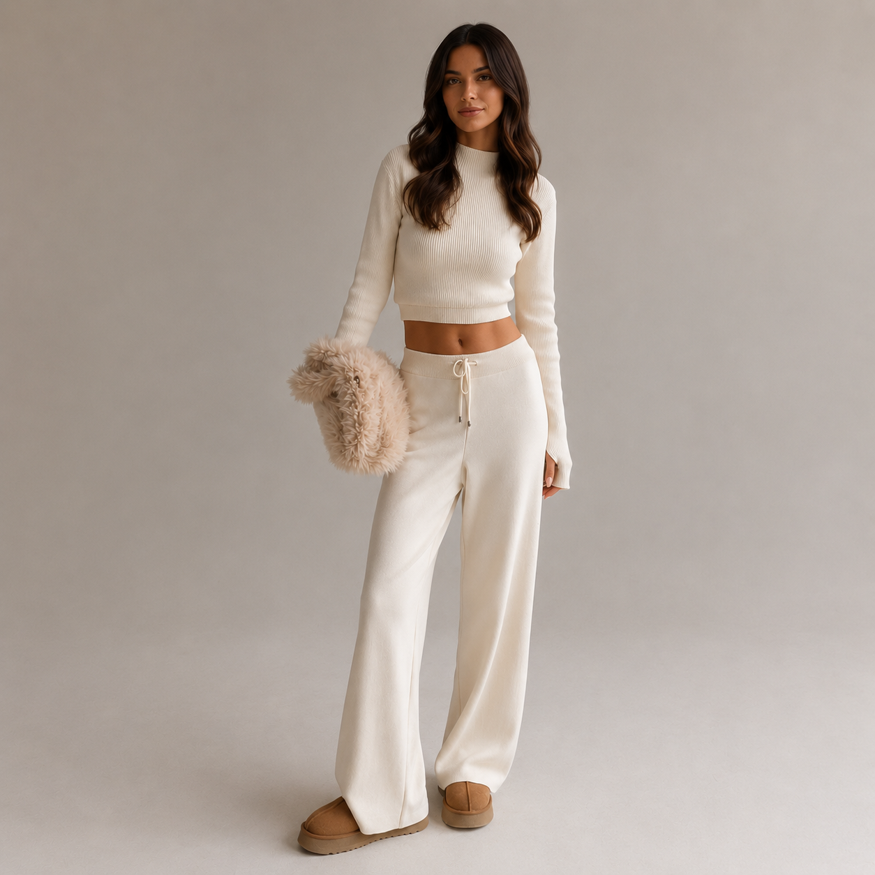 Zoe | Lightweight Cropped Knit Set with Long Sleeves