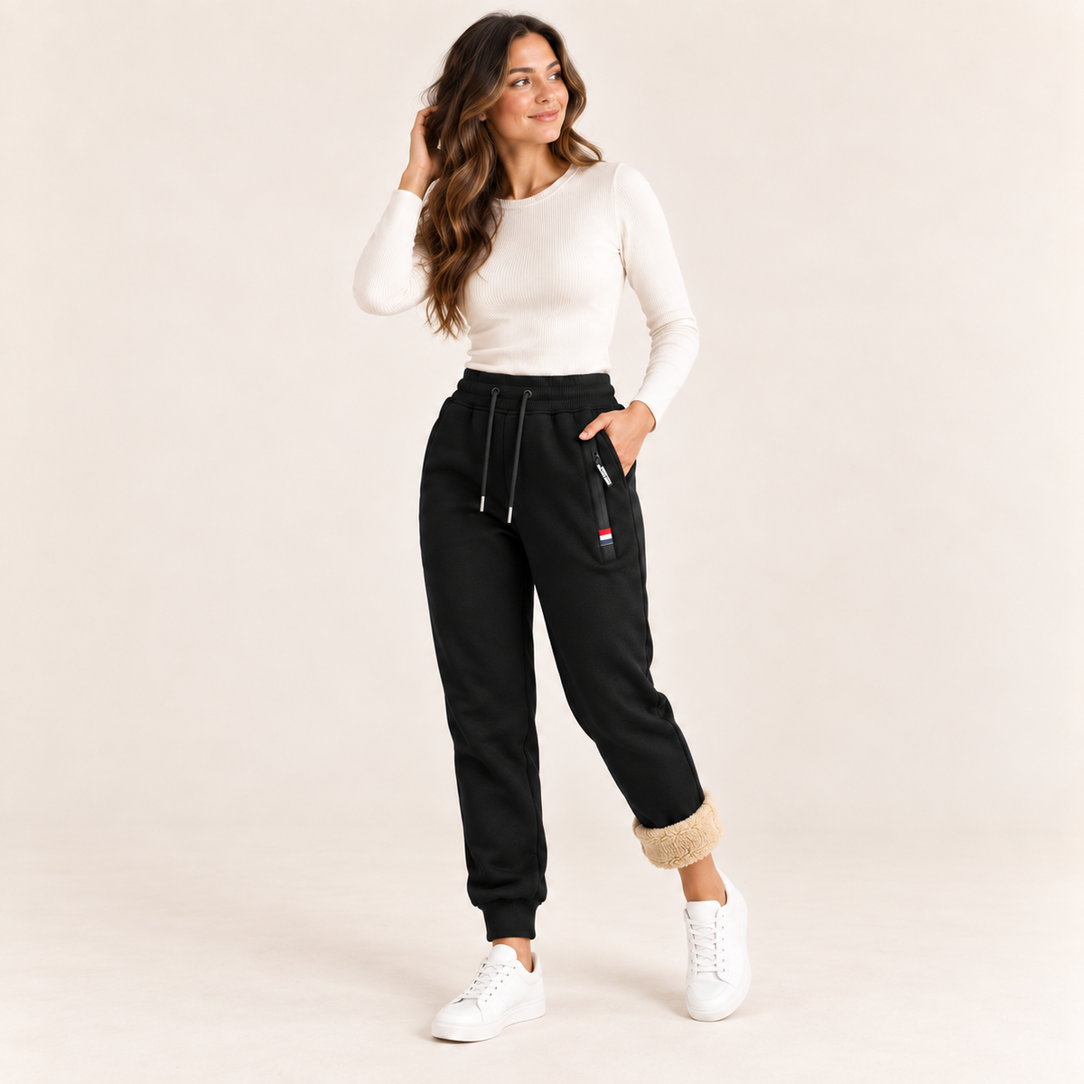 Marivelle | Cosy Fleece-Lined Trousers for Women with Relaxed Straight-Leg Fit