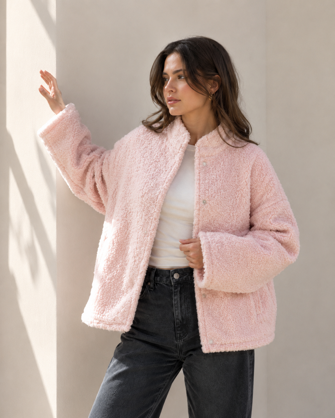 Odalys – Women's Pink Teddy Bomber Jacket