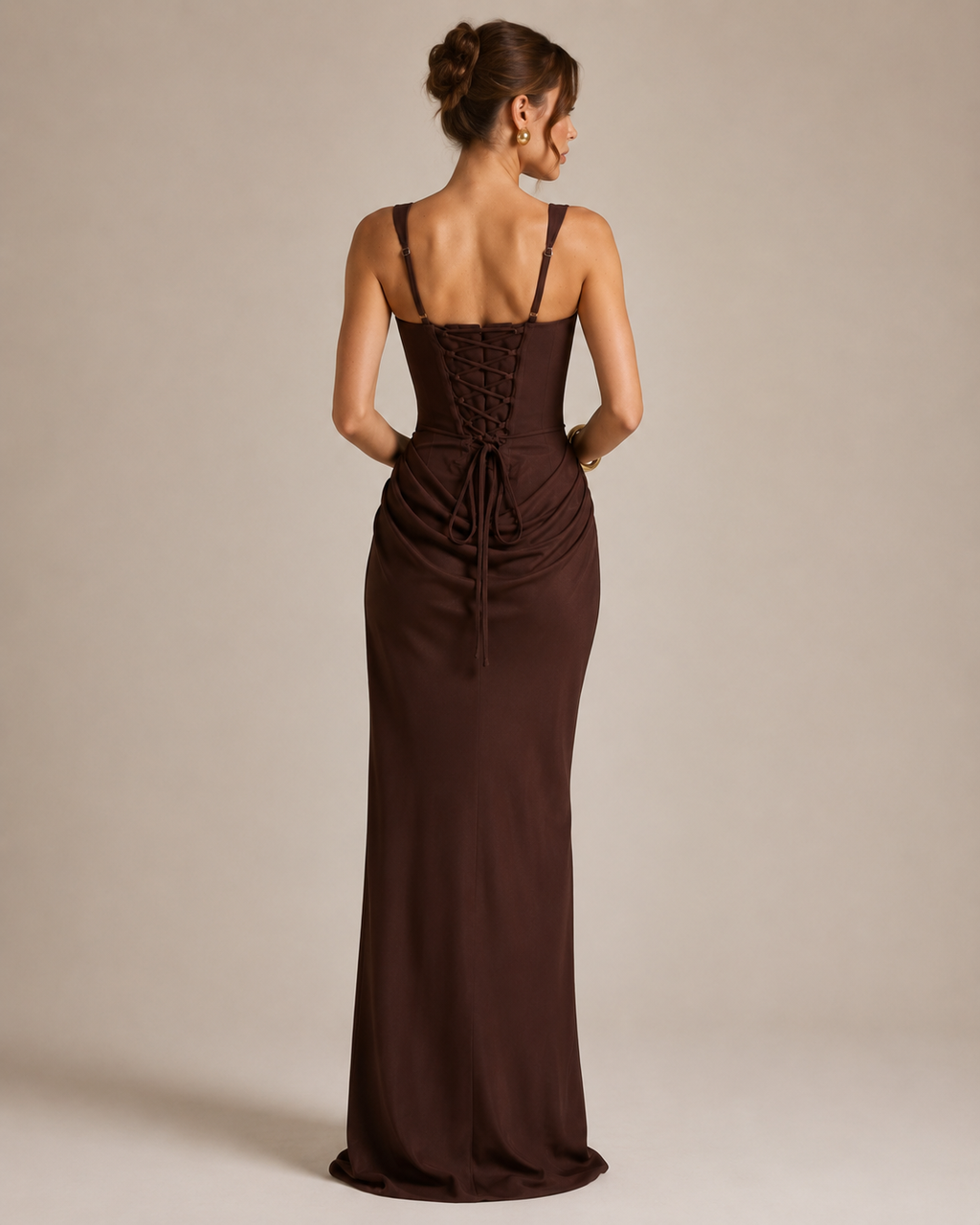 Coralie – Fitted Backless Maxi Dress in Stretch Jersey