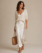 Anaïs – Satin Maxi Dress with V-Neckline