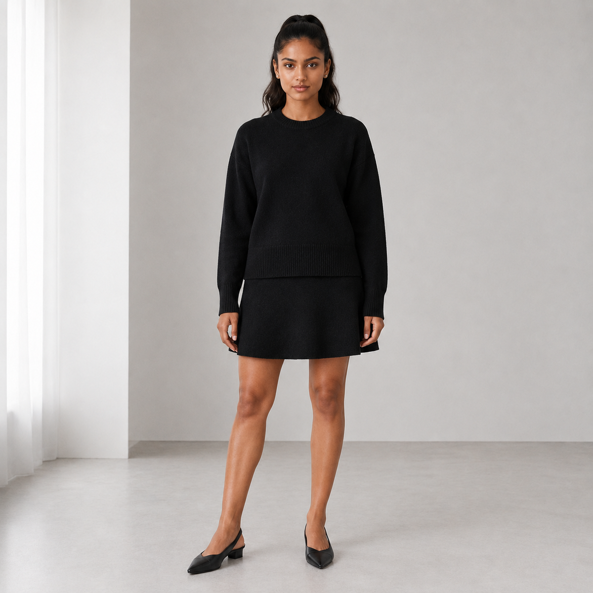 Leonora | Elegant Knit Two Piece Set for Women with Fitted Top & Matching Trousers