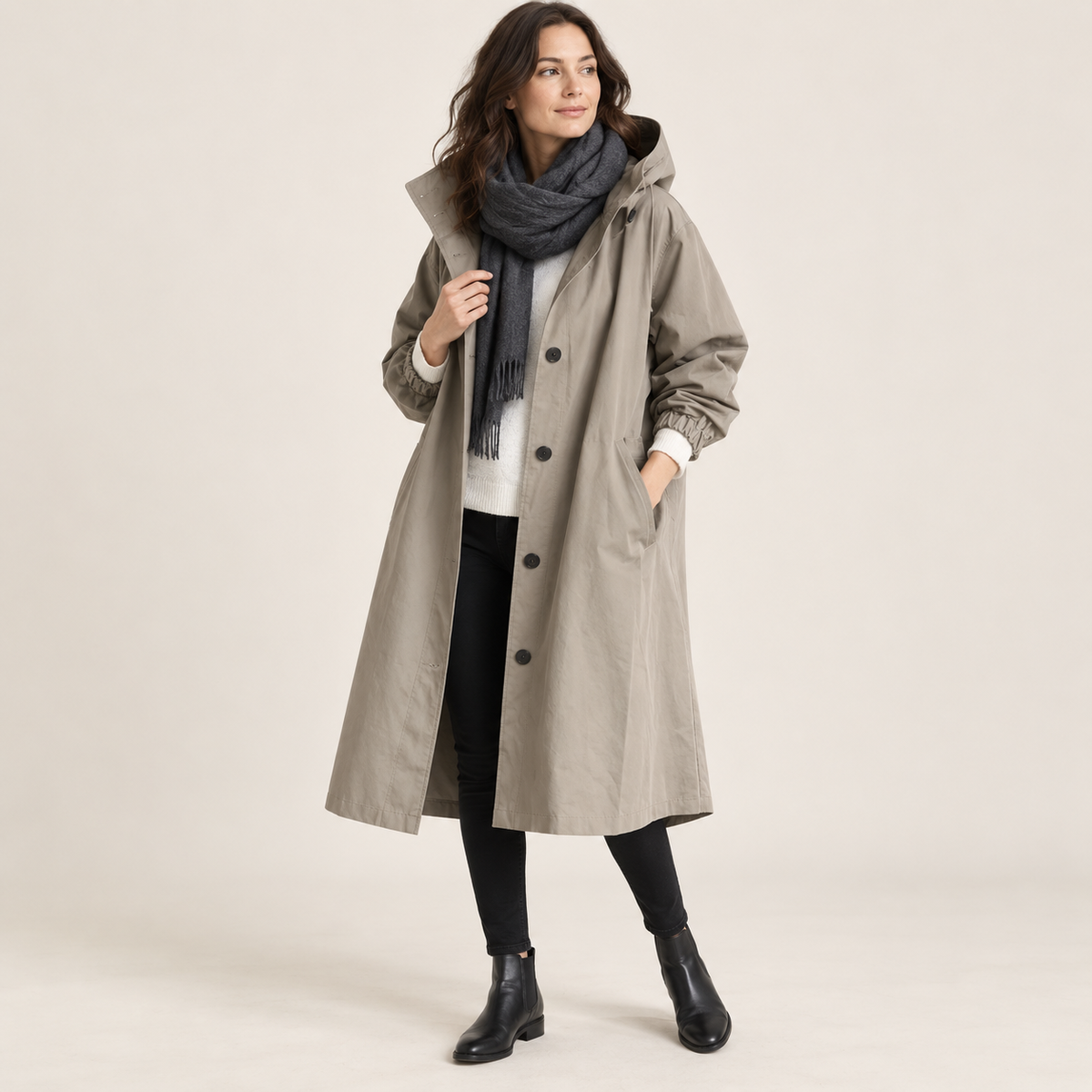 Marchmont | Chic Women’s Hooded Longline Trench Coat with Tie Belt