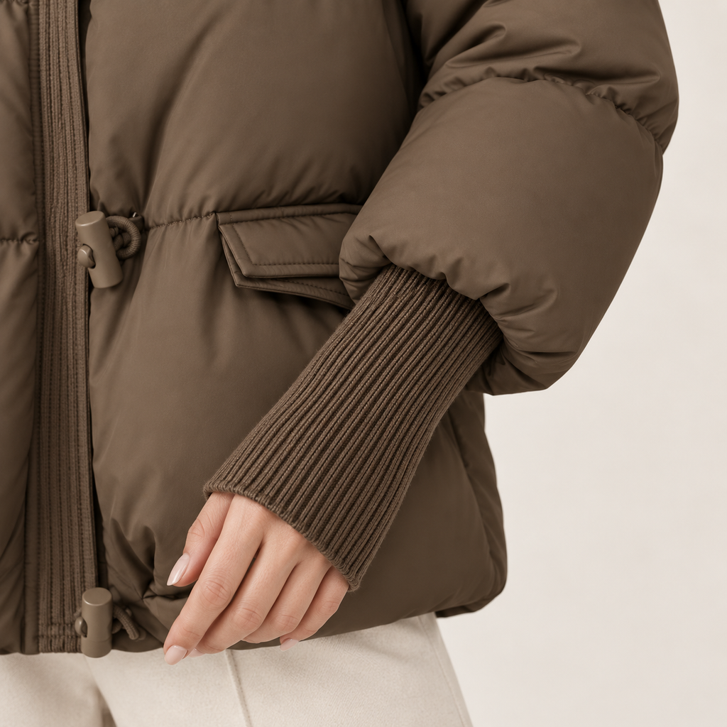 Margaux | Faux Fur Collar Jacket with Ribbed Sleeves