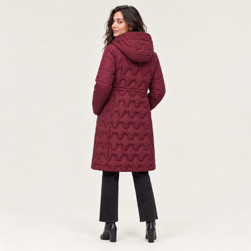 Aureline | Cosy Puffer Coat for Women with Long Quilted Hooded Silhouette