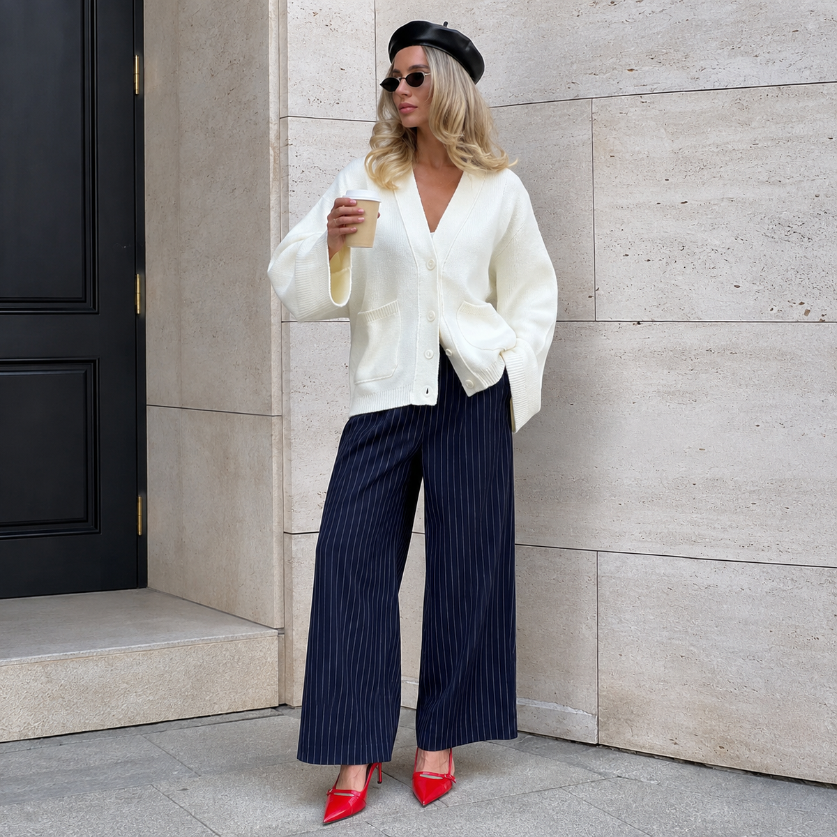 Séraphine | Casual V-Neck Cardigan with Buttons for Women