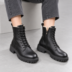Marceau | Cosy Lace-Up Combat Boots for Women with Fleece Lining