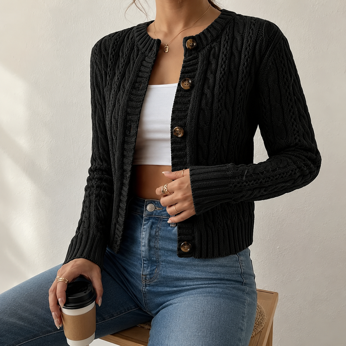 Maren | Tailored Cable-Knit Cardigan for Women
