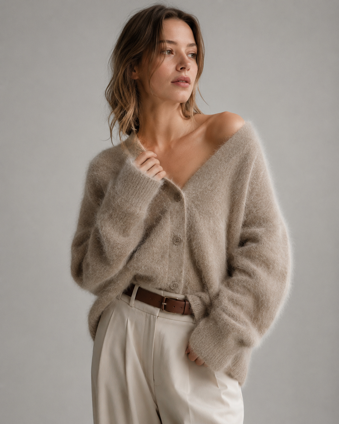 Béatrice | Oversized V-Neck Cardigan in Soft Knit
