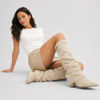 Wilhelmina – Pointed Toe Ruched Tall Boots with Buckle