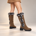 Celestine | Cosy Winter Tall Boots for Women with Faux-Fur Trim & Buckle Detail