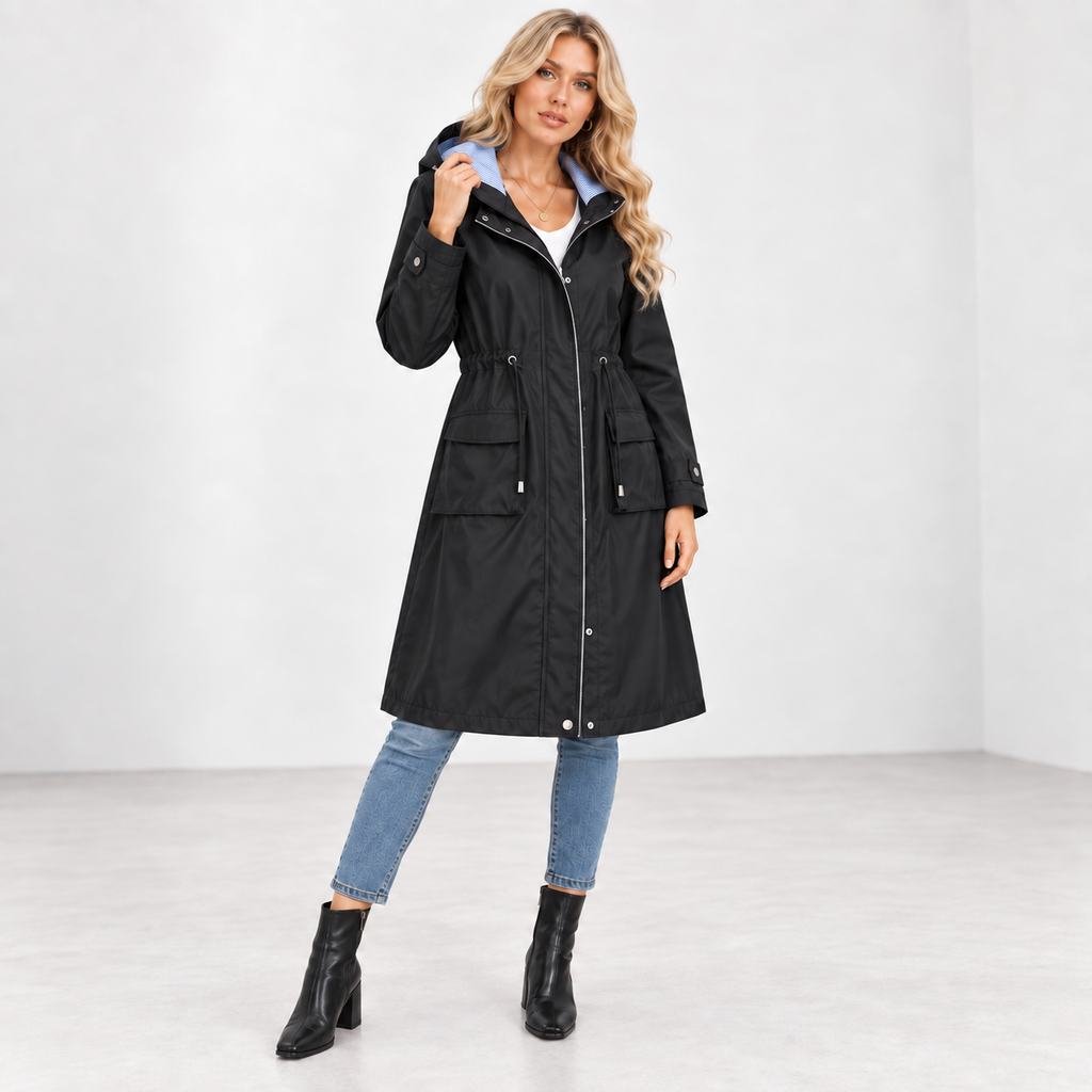 Dulce | Sophisticated Women’s Waterproof Hooded Long Trench Coat