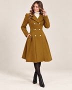 Theodora | Elegant Wool Blend Coat for Women with Double-Breasted Fit & Flare Silhouette