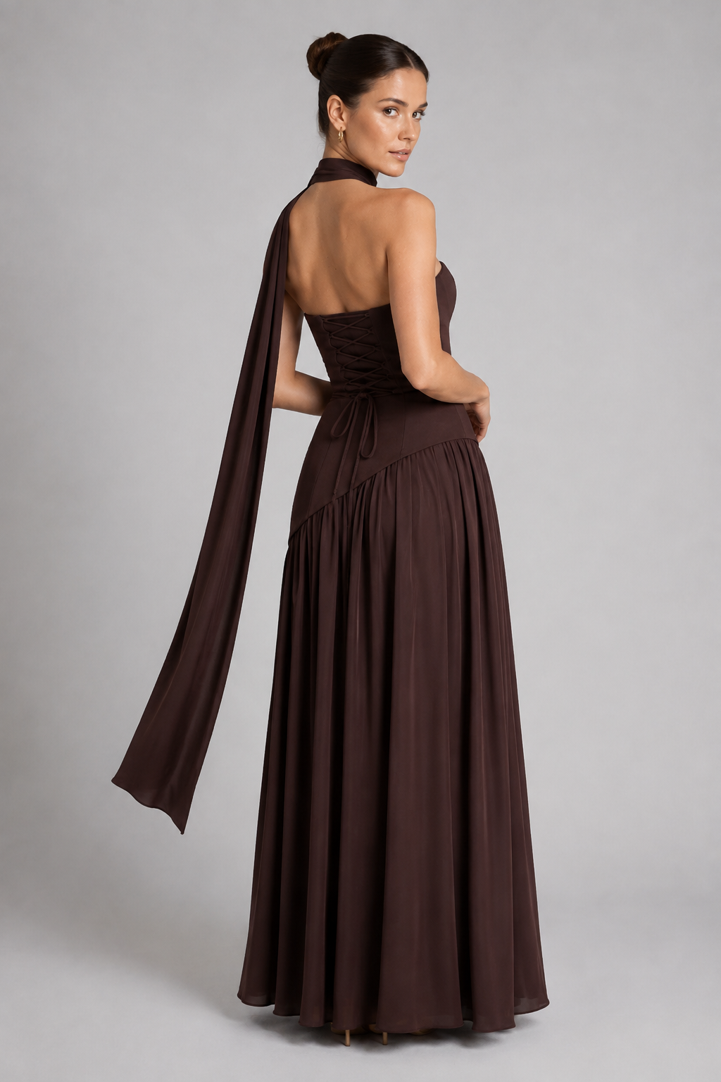 Vivienne – Structured Corset Maxi Dress with High Slit