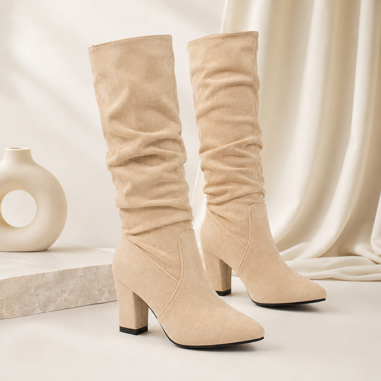 Genevieve | Slouchy Block Heel Knee-High Boots for Women