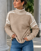 Fenella | Cosy High-Neck Patterned Jumper for Women