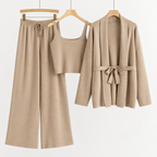 Maelle | Elegant Knitted Co-Ord Sets for Women with Belted Cardigan & Wide-Leg Trousers