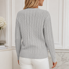 Anouk | Relaxed Cable-Knit Round Neck Sweater for Women