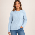 Odile – Women's Sky Blue Round Neck Cable Knit Jumper