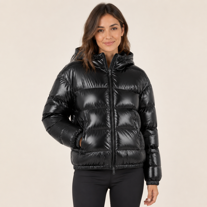 Rosalind – Women's Dark Green High Neck Puffer Jacket