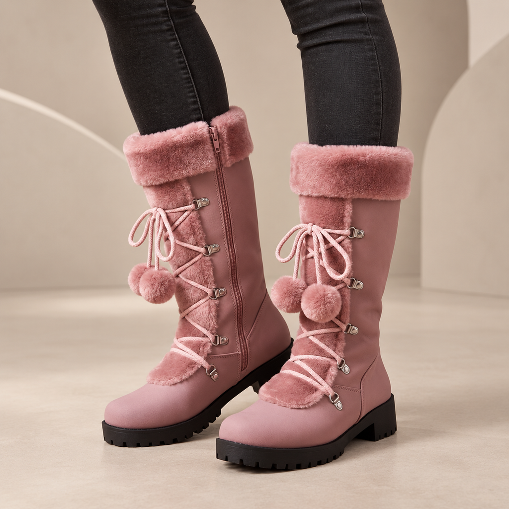 Lucette | Cosy Winter Tall Boots for Women with Lace-Up Mid-Calf Design