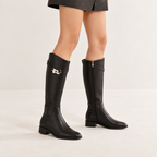Marceline | Timeless Black Knee High Boots for Women with Equestrian Buckle Detail
