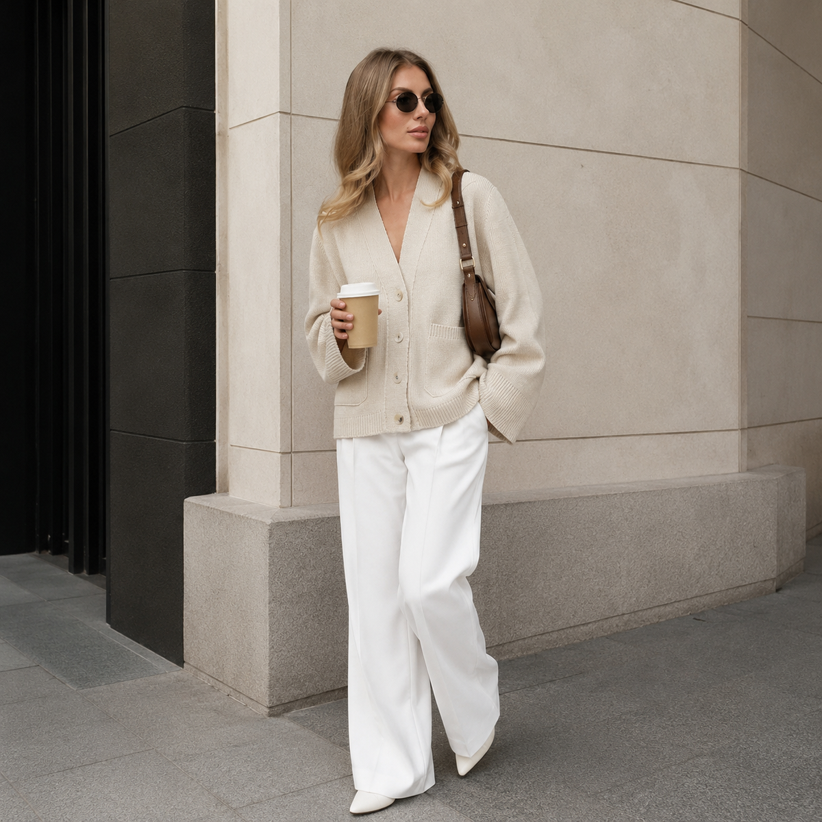 Séraphine | Casual V-Neck Cardigan with Buttons for Women