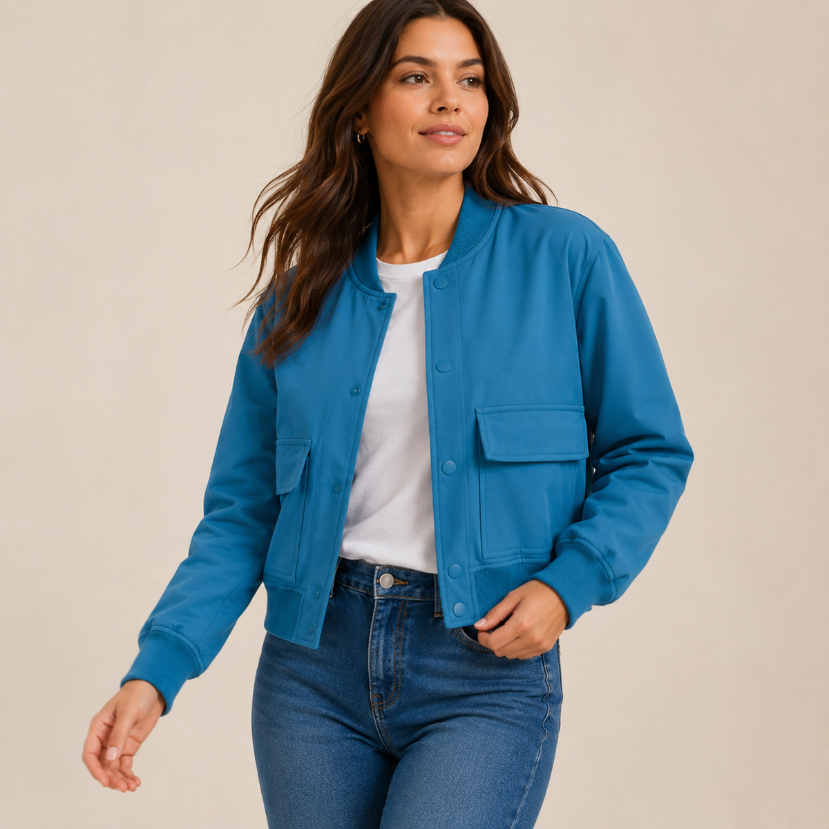 Rosalind – Lightweight Bomber Jacket with Ribbed Trims