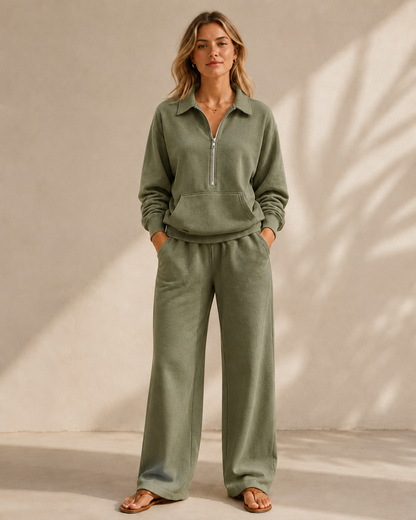 Winifred | Relaxed Half-Zip Two-Piece Set for Women
