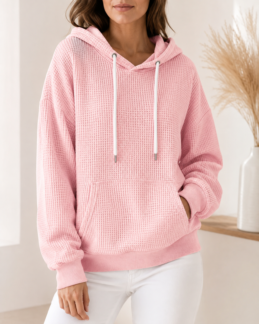 Marisol | Relaxed Textured Hoodie with Kangaroo Pocket