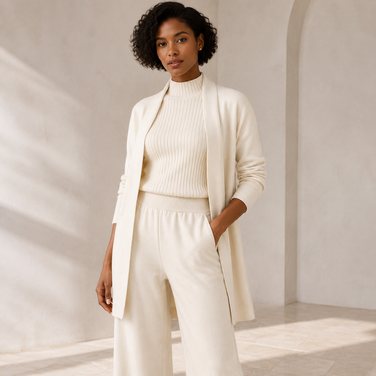 Coralie | Effortless Elevated Loungewear for Women with Longline Cardigan & Wide-Leg Trousers
