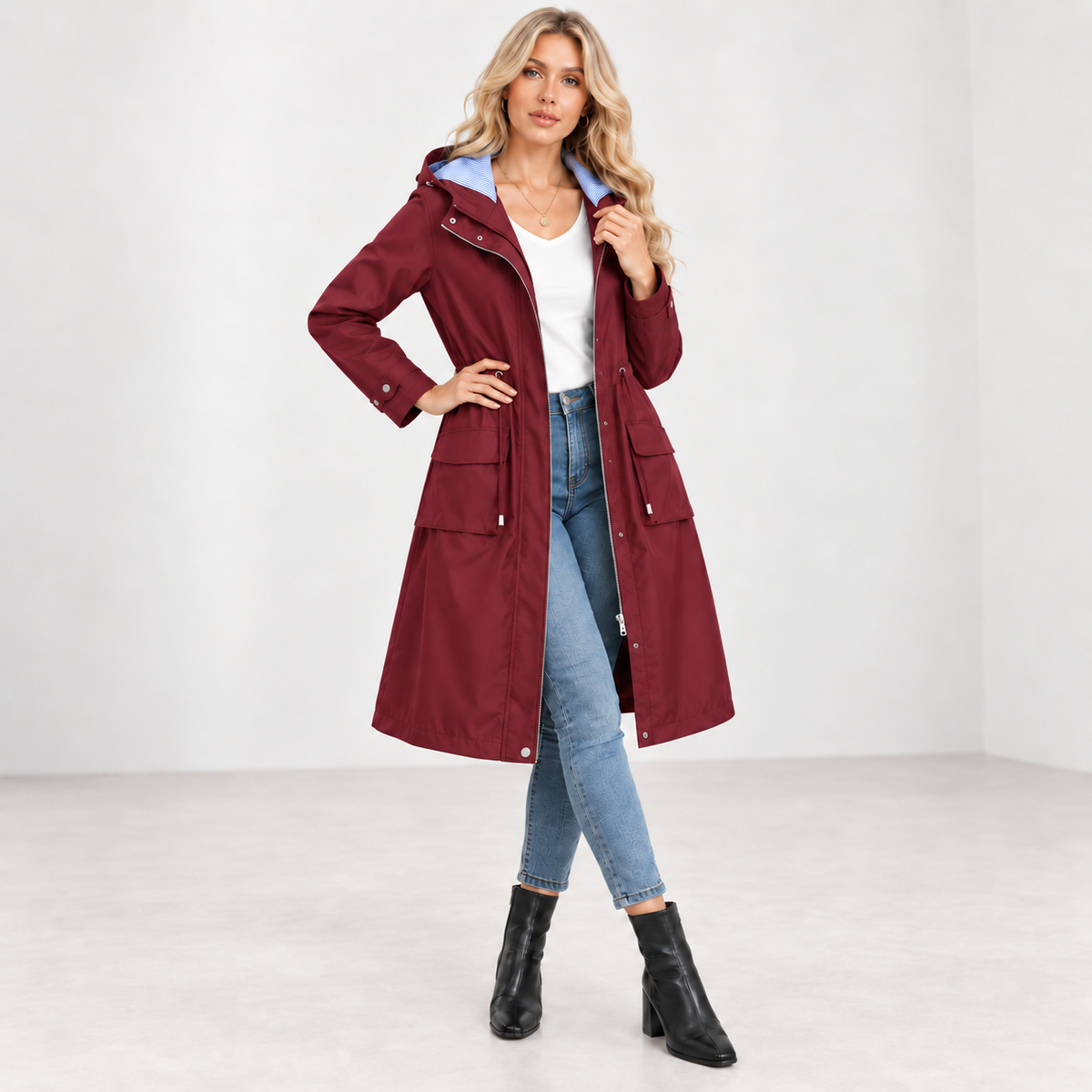 Dulce | Sophisticated Women’s Waterproof Hooded Long Trench Coat