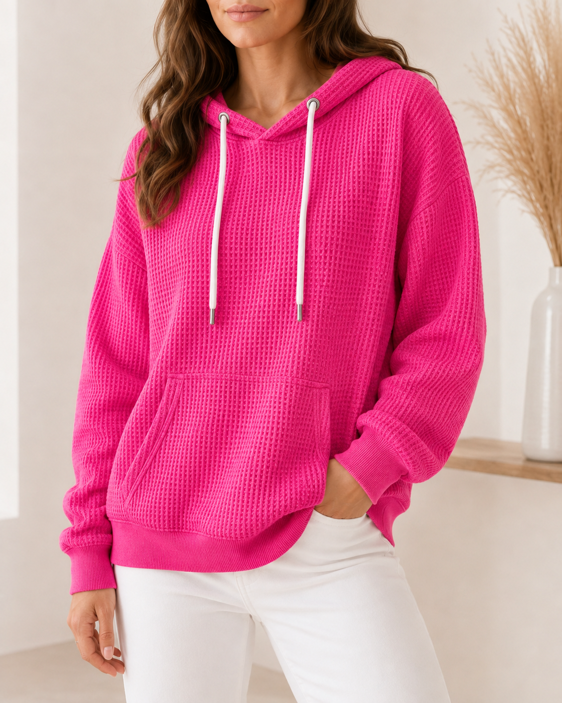 Marisol | Relaxed Textured Hoodie with Kangaroo Pocket