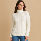 Elowen – Women's High-Neck Cable Knit Jumper