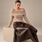Marielle | Elegant Women’s Bardot Neck Knit Jumper