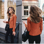 Isabeau – Women's Blue Structured Faux Leather Jacket