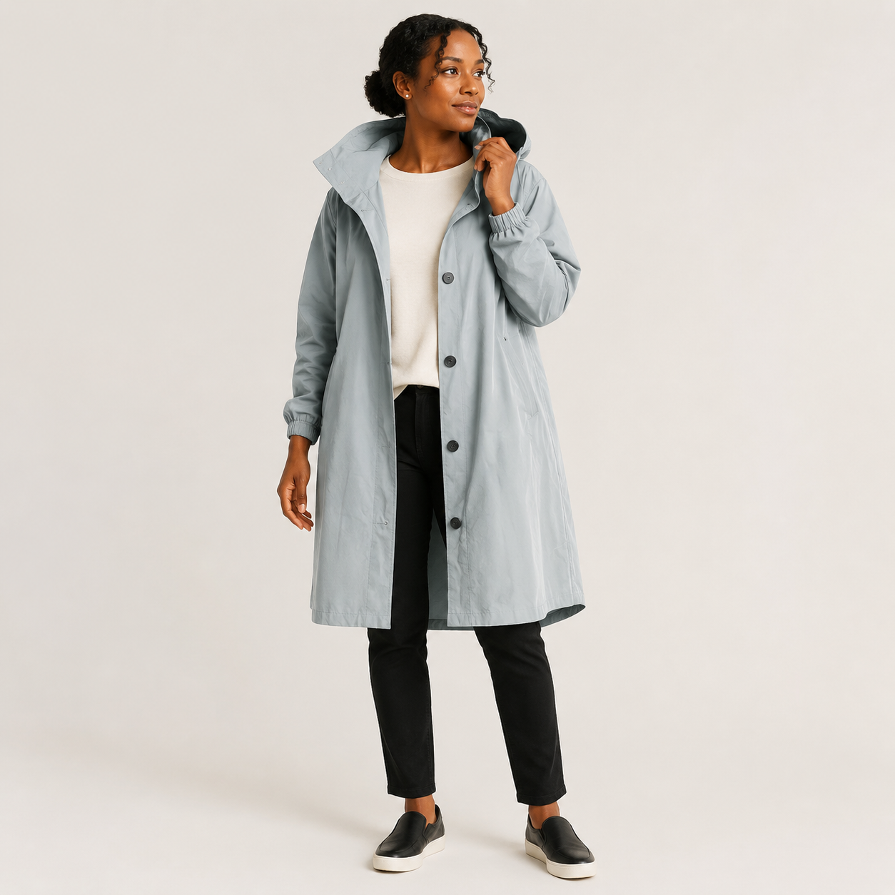 Miriam | Waterproof Coat with Buttons and Hood