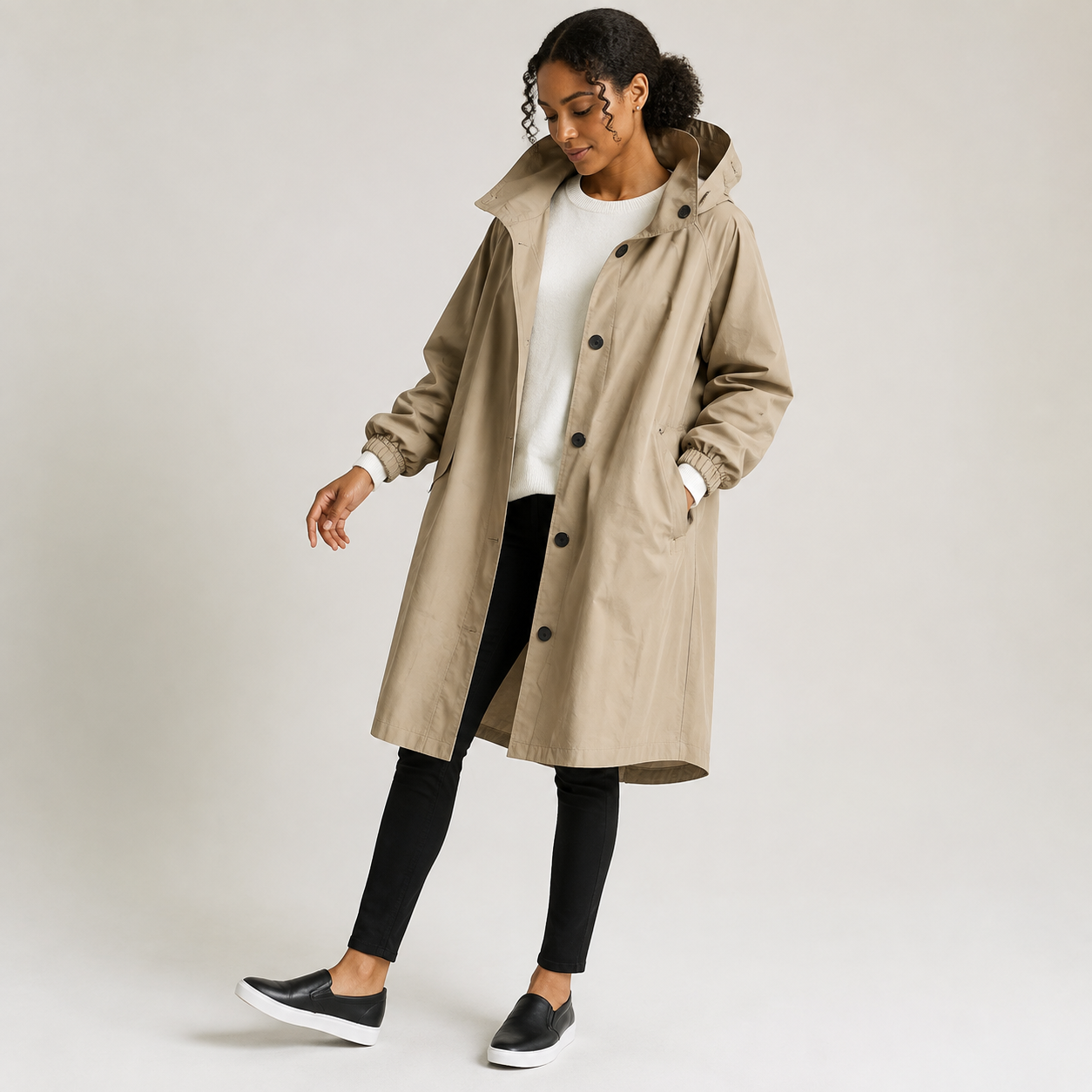 Miriam | Waterproof Coat with Buttons and Hood