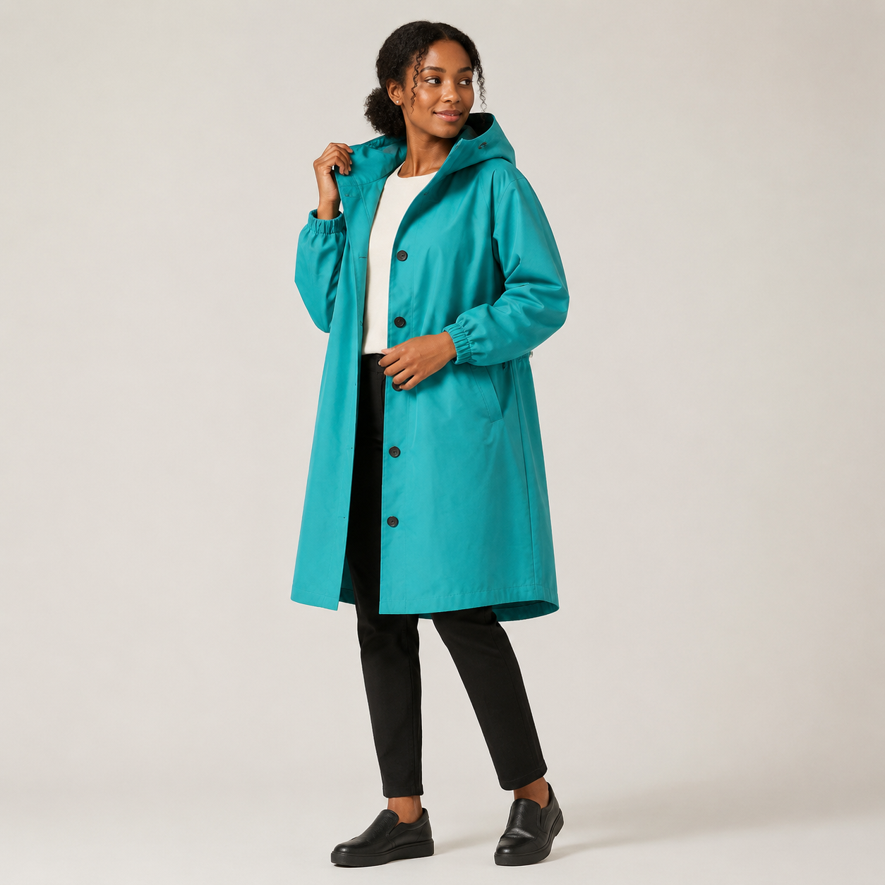 Miriam | Waterproof Coat with Buttons and Hood