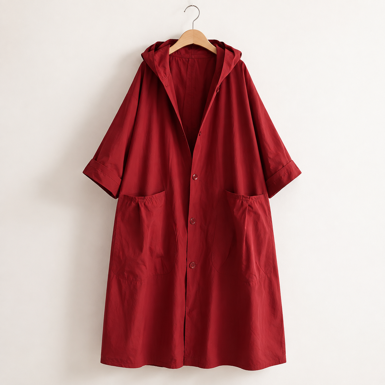 Coralie | Long Waterproof Rain Coat with Hood and Pockets