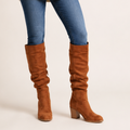 Theodora | Suede-Effect Over-the-Knee Block Heel Boots