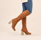 Theodora | Suede-Effect Over-the-Knee Block Heel Boots