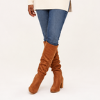 Theodora | Suede-Effect Over-the-Knee Block Heel Boots