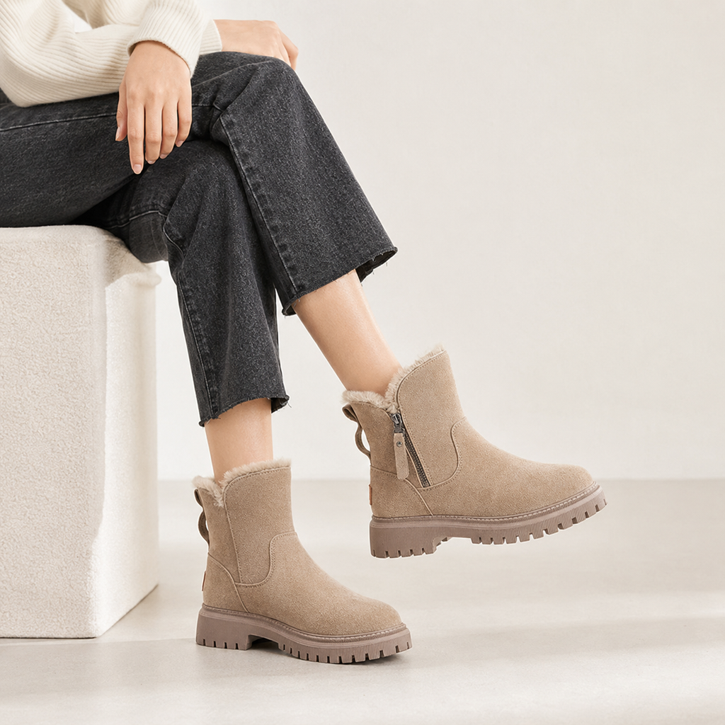 Beatrix | Fleece-Lined Suede-Effect Slip-On Ankle Boots